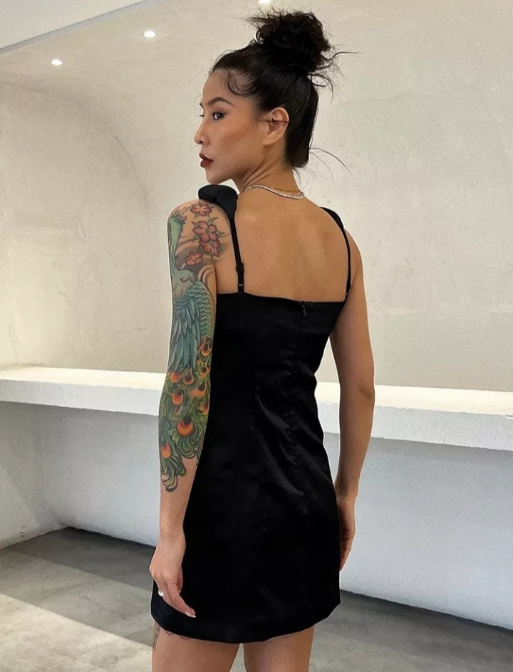 Women Square Collar Sleeveless High Waist Solid Minimalist dress