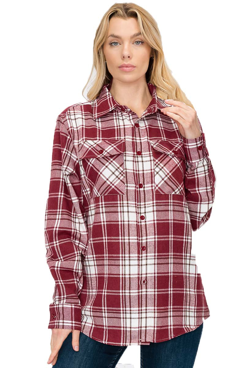 Oversize Boyfriend Plaid Checkered Flannel FL106