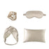 Set of four accessories including a double-sided silk eye mask, pillowcase, and hair tie in a CJDropshipping brand collection.
