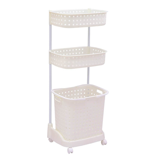 3 Tier Bathroom Laundry Clothes Baskets Bin Hamper Mobile Rack
