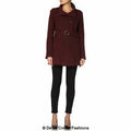 De La Creme - Womens Military Style Wool Belted Coat