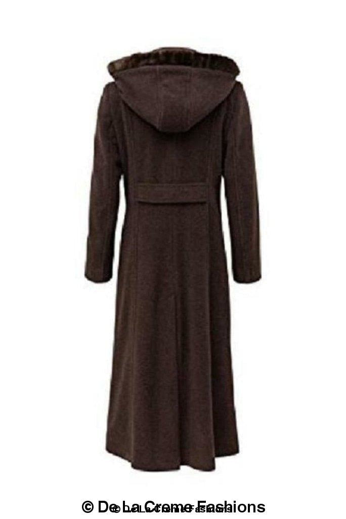 Wool Feel Faux Fur Trim Hooded Long Coat