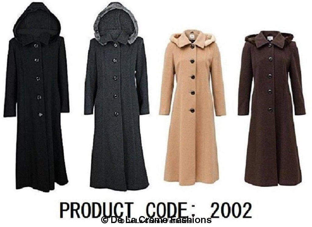 Wool Feel Faux Fur Trim Hooded Long Coat
