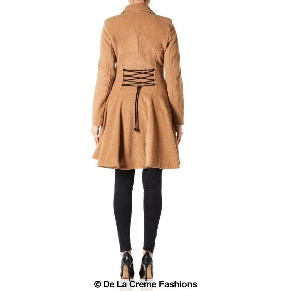 Wool Blend Fit And Flare Double Breasted Skater Coat (1102)