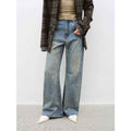 "Denim Shadow"retro washed printed layered casual slimming cotton