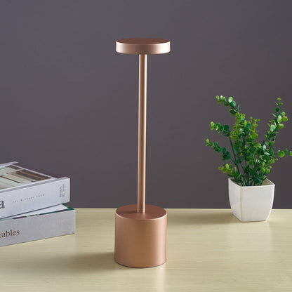 Maroon Asteria Nordic I-shaped bedroom LED touch bar lamp with sleek design and illuminated touch control in a modern bedroom setting.