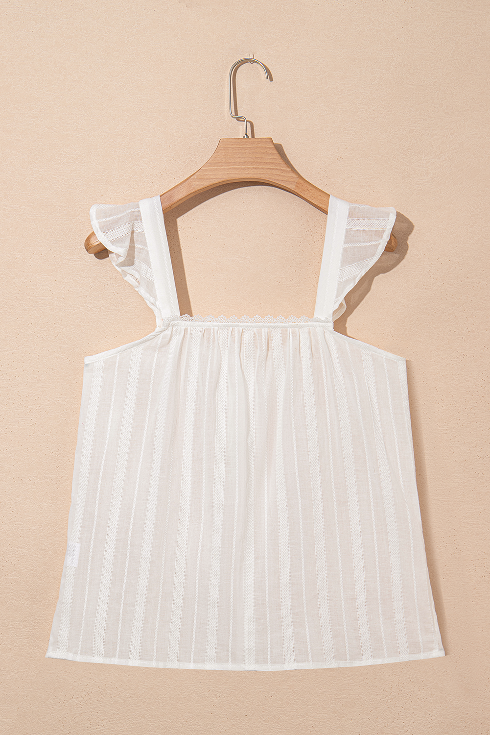Lace Crochet Ruffle Buttoned Tank Top