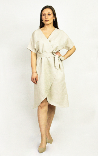 Pale Pink linen wrap dress