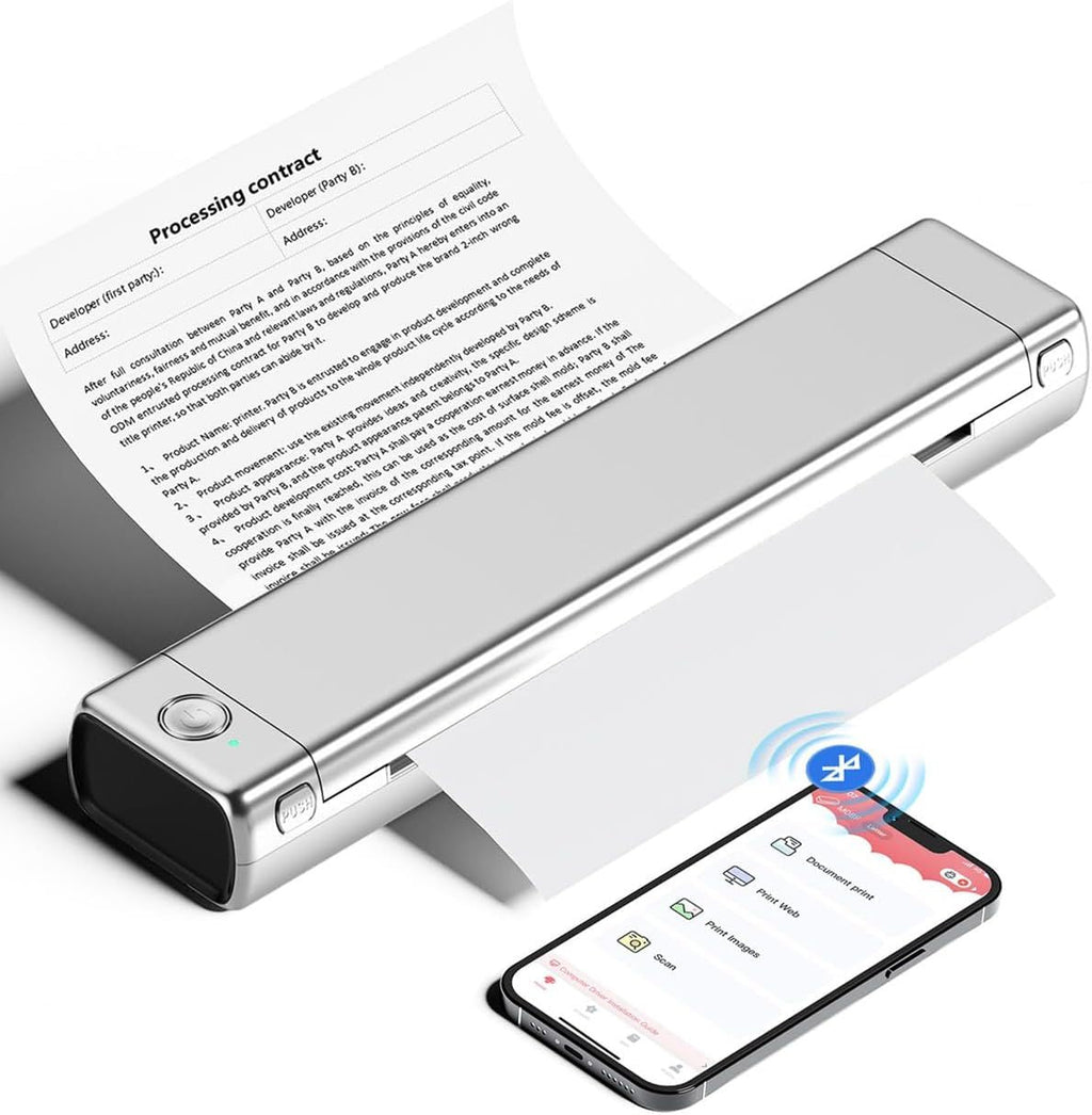 M08F Portable Printers Wireless for Travel, Thermal Printer Support