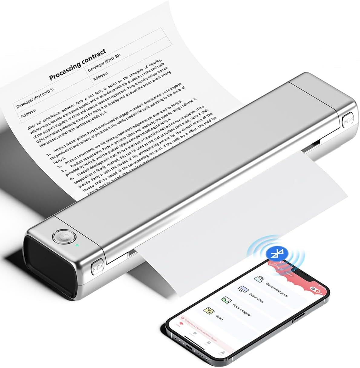 M08F Portable Printers Wireless for Travel, Thermal Printer Support