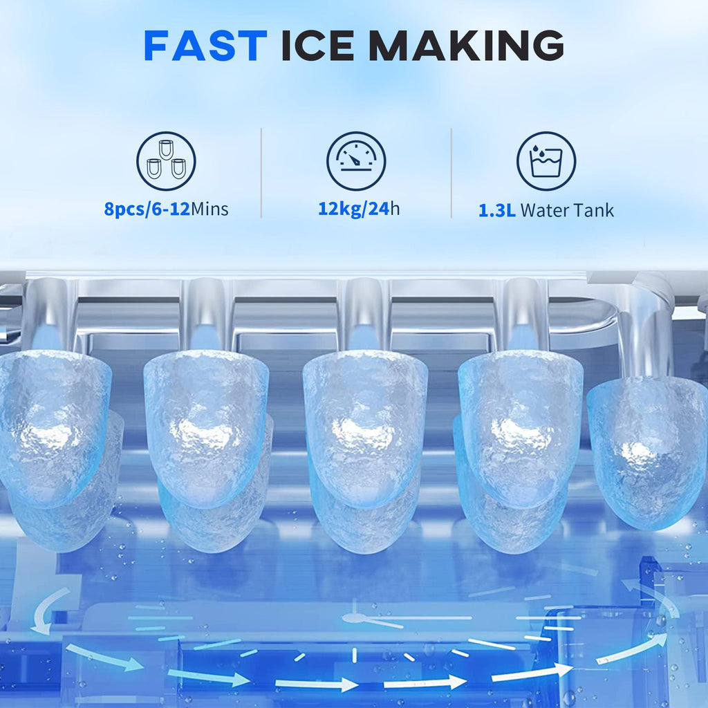 Portable Ice Maker Countertop with Handle, Self Cleaning Ice Maker