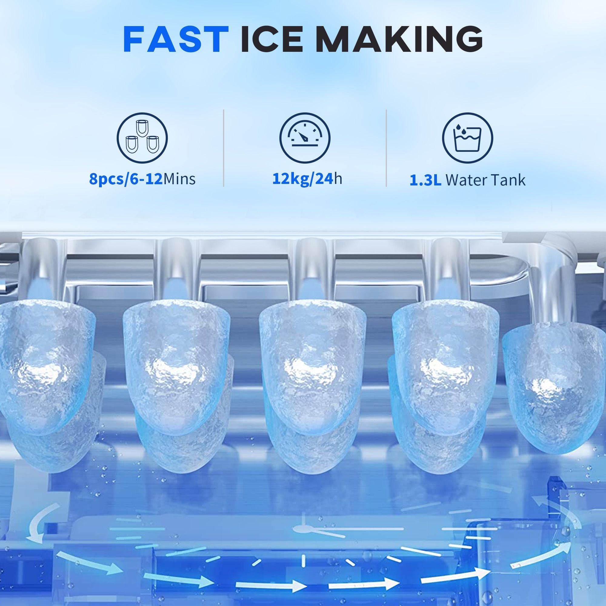Portable Ice Maker Countertop with Handle, Self Cleaning Ice Maker