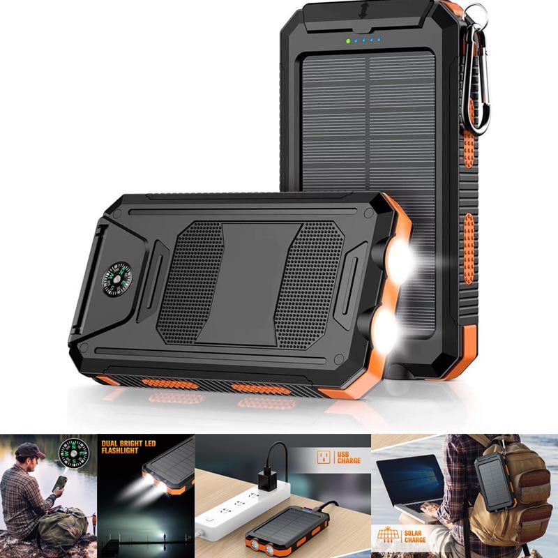 10000mAh Portable Fast Charging Power Bank 2USB Solar Charging with