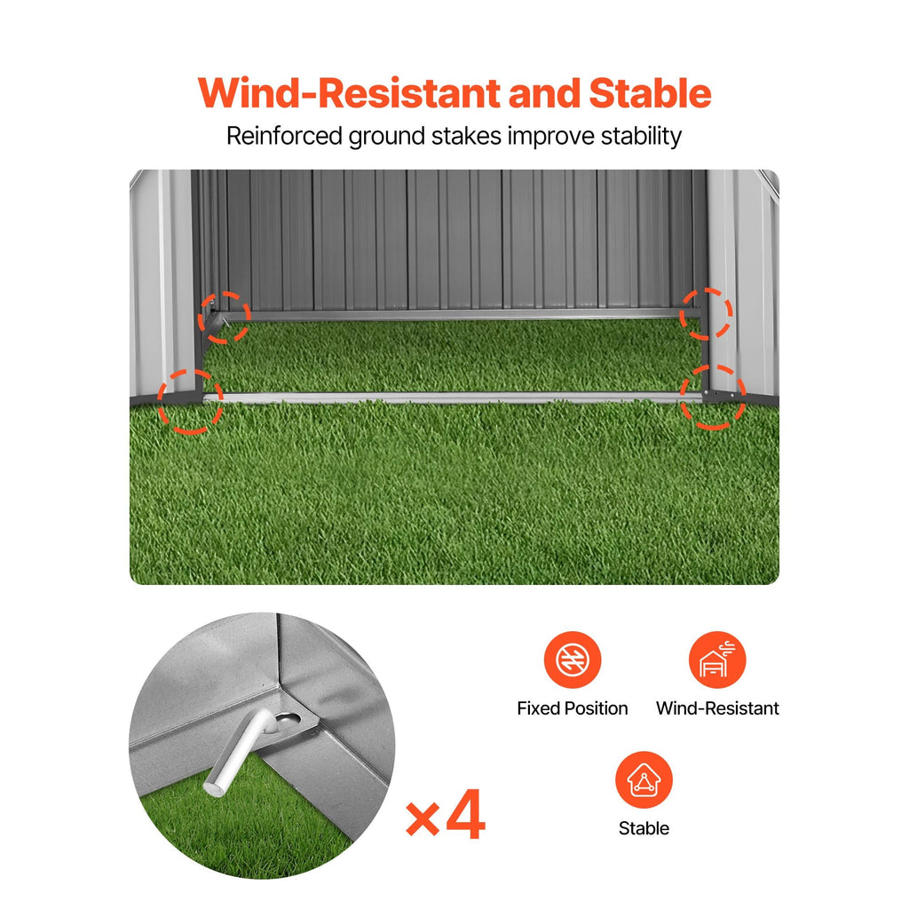 6 x 4 FT Metal Garden Shed, Outdoor Storage Shed with Lockable Doors &
