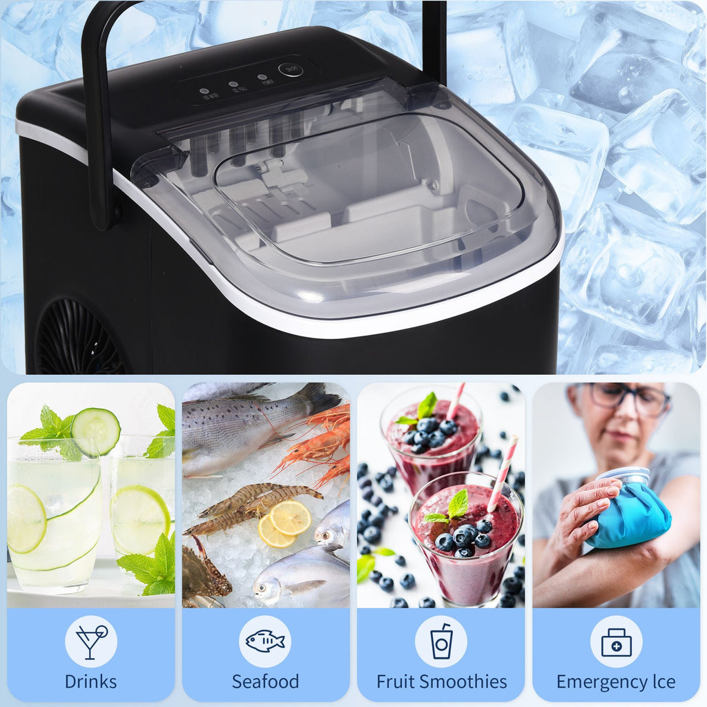 Portable Ice Maker Countertop with Handle, Self Cleaning Ice Maker