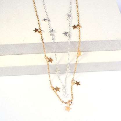 Fashion Simple Pentagram Pendant Necklace Metal Star Clavicle Chain