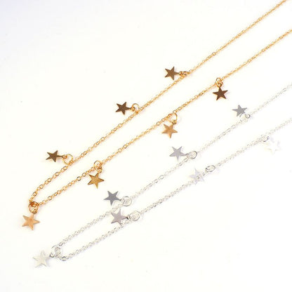 Fashion Simple Pentagram Pendant Necklace Metal Star Clavicle Chain
