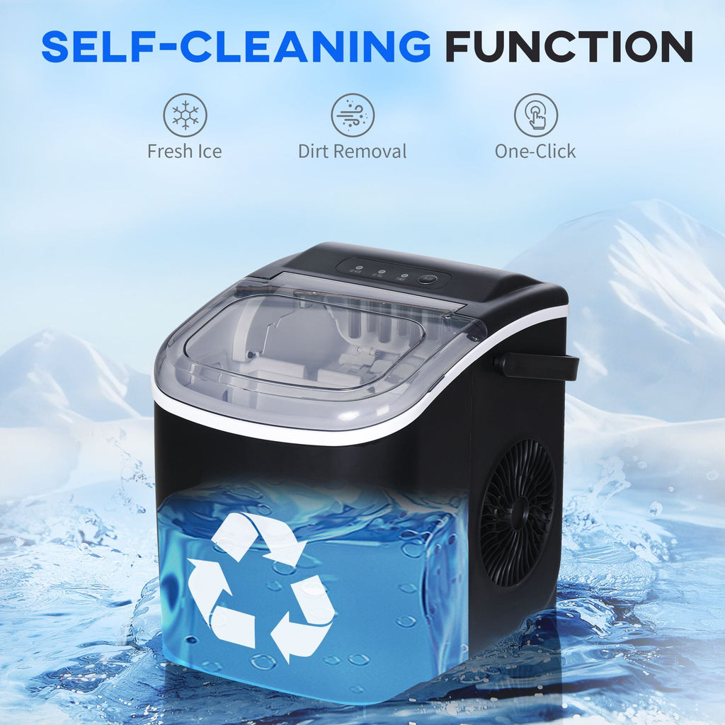 Portable Ice Maker Countertop with Handle, Self Cleaning Ice Maker