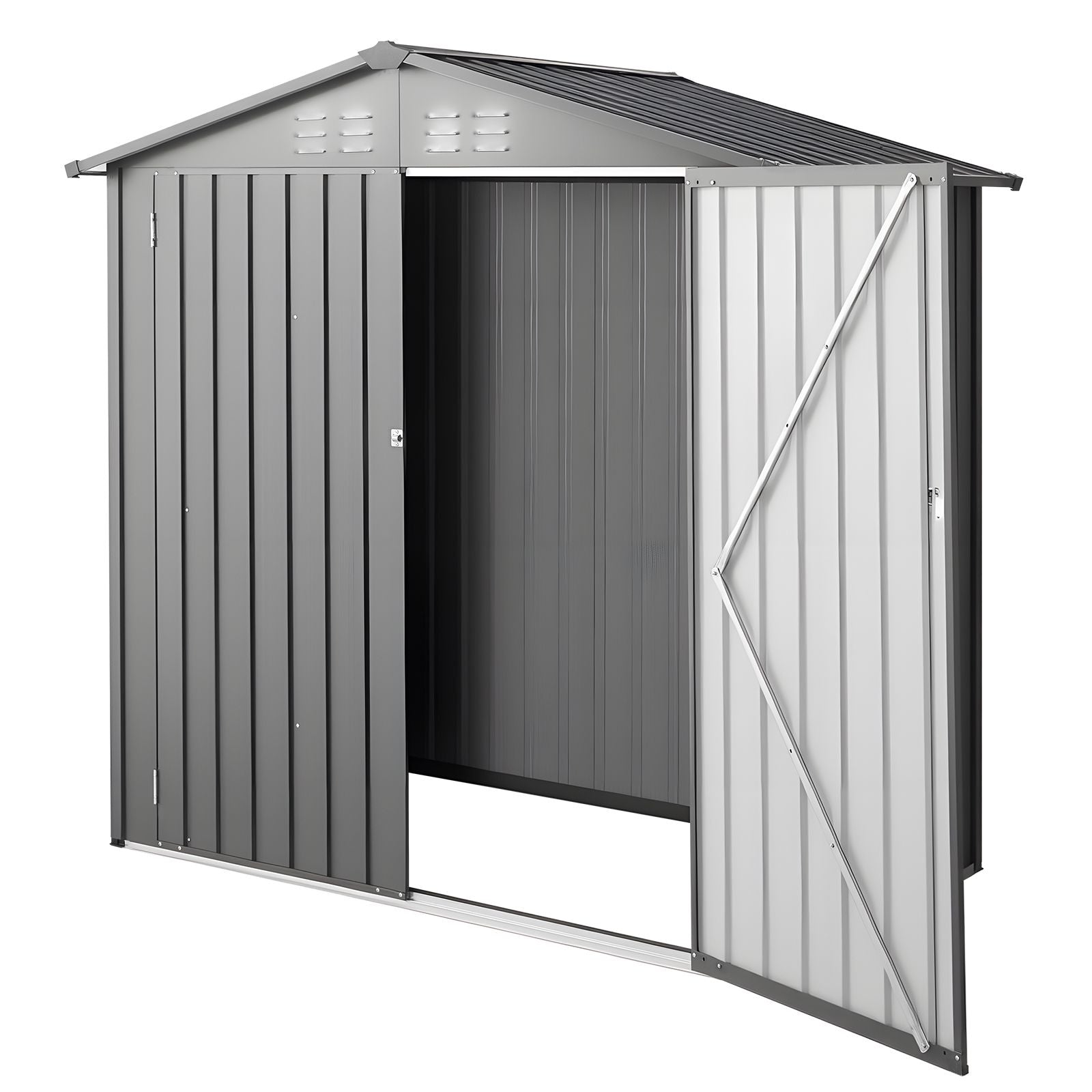 6 x 4 FT Metal Garden Shed, Outdoor Storage Shed with Lockable Doors &