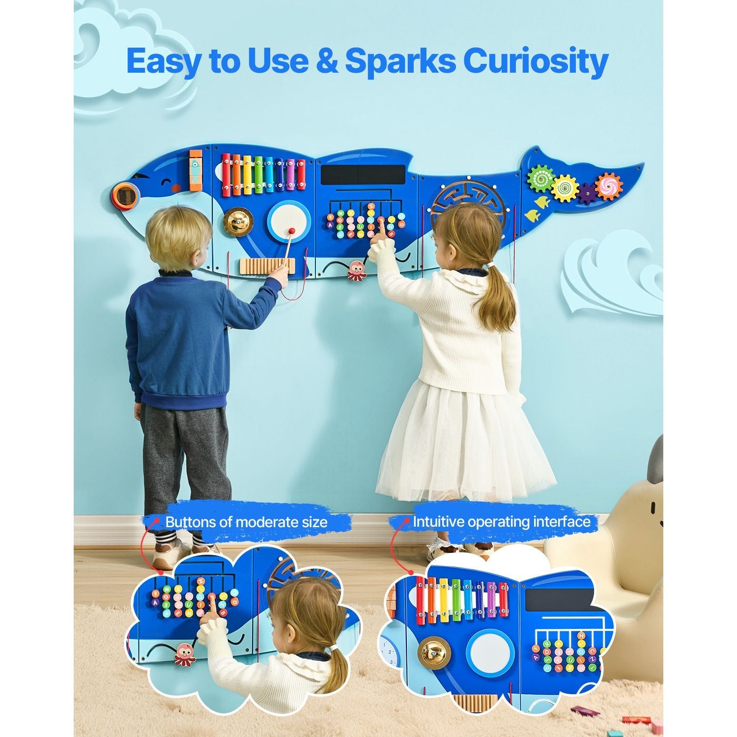 Orca Activity Wall Busy Board Panels, 12 Activities, Montessori