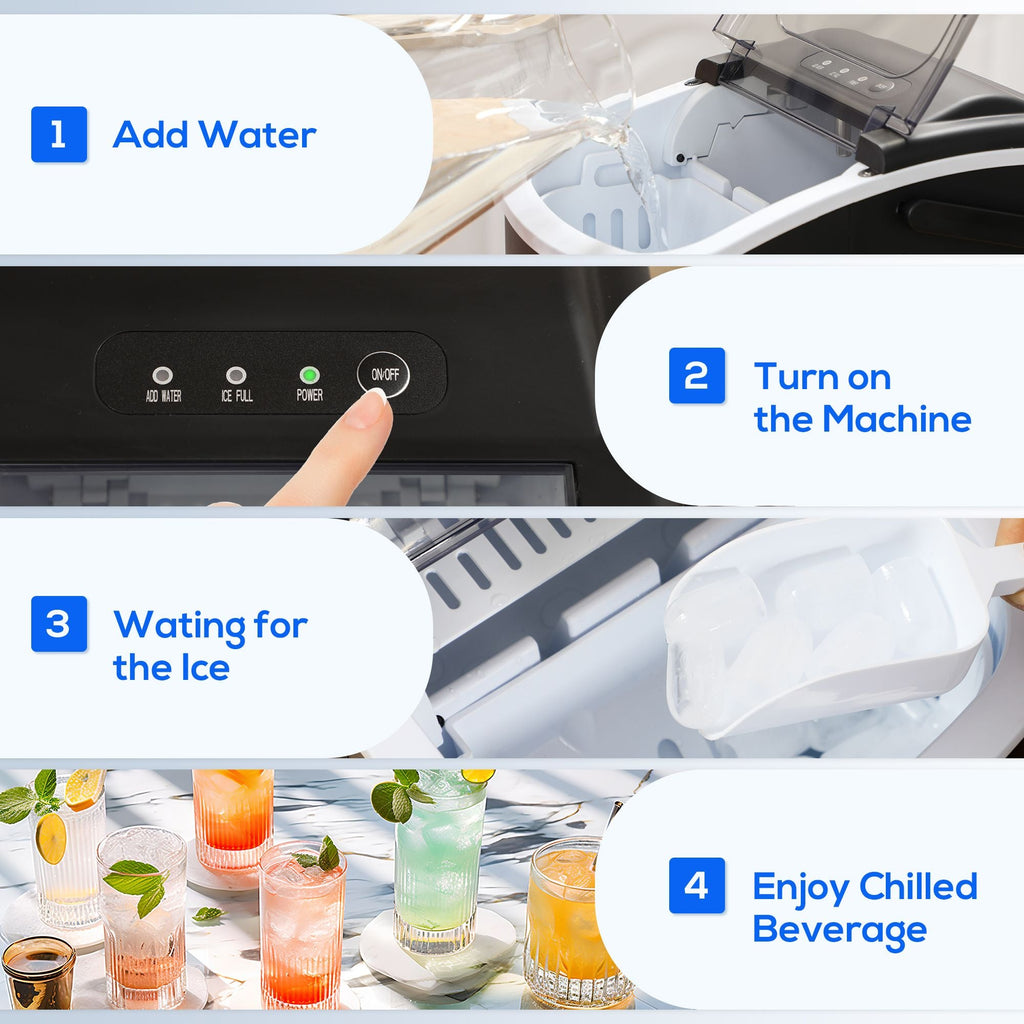 Portable Ice Maker Countertop with Handle, Self Cleaning Ice Maker