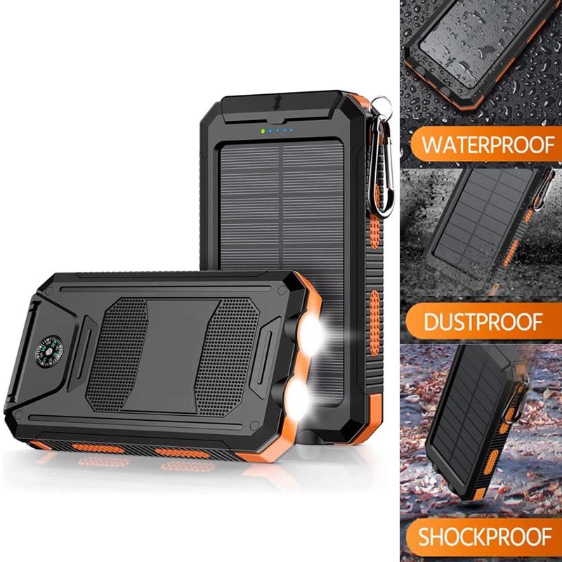 10000mAh Portable Fast Charging Power Bank 2USB Solar Charging with