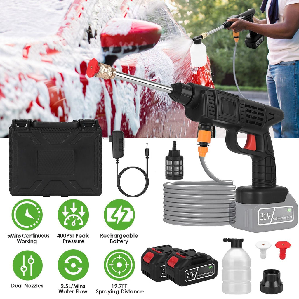 Cordless Pressure Washer 400PSI, 300W Portable Power Washer with 2