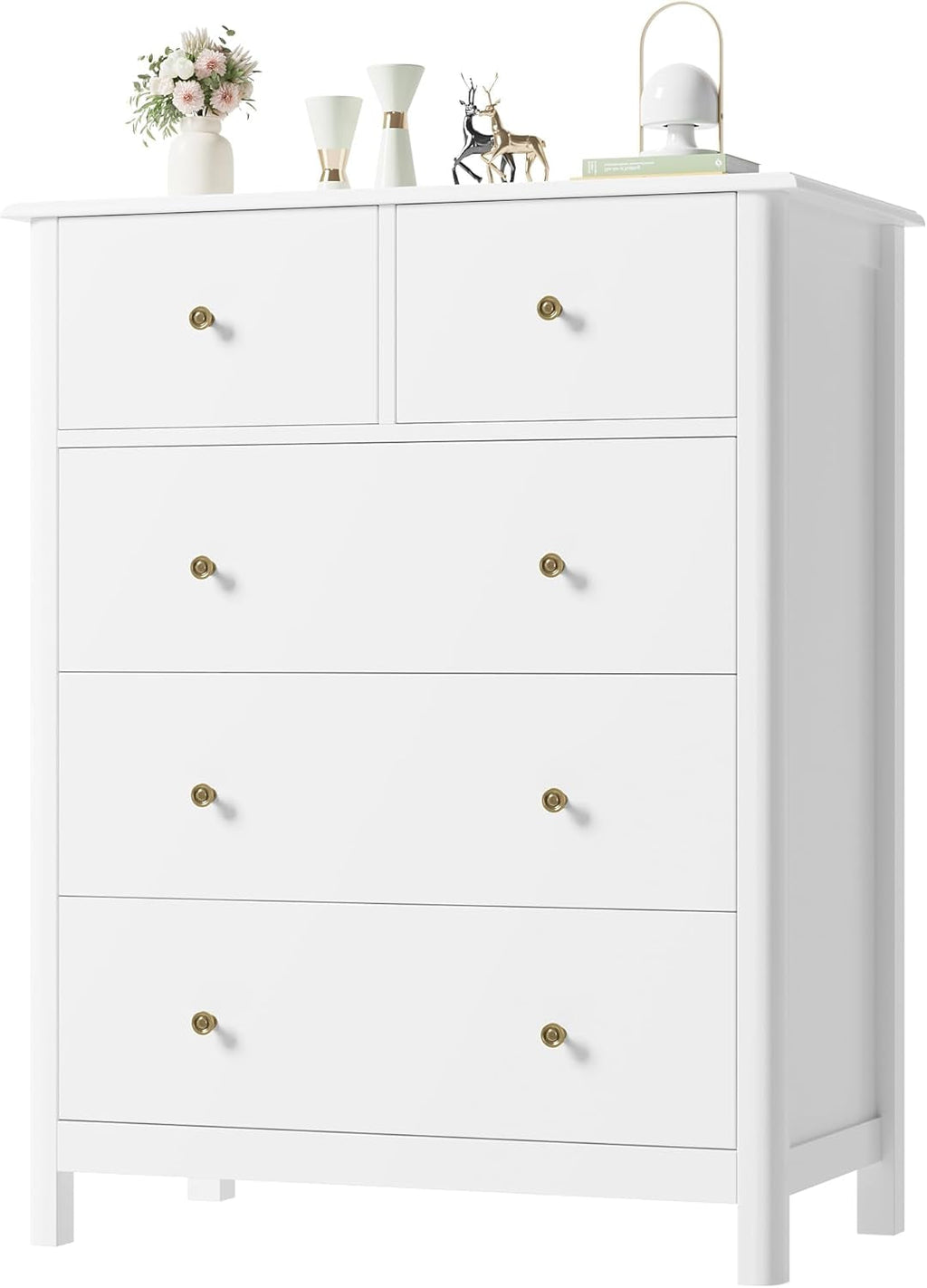 White Five Drawer Dresser For Bedroom Organization