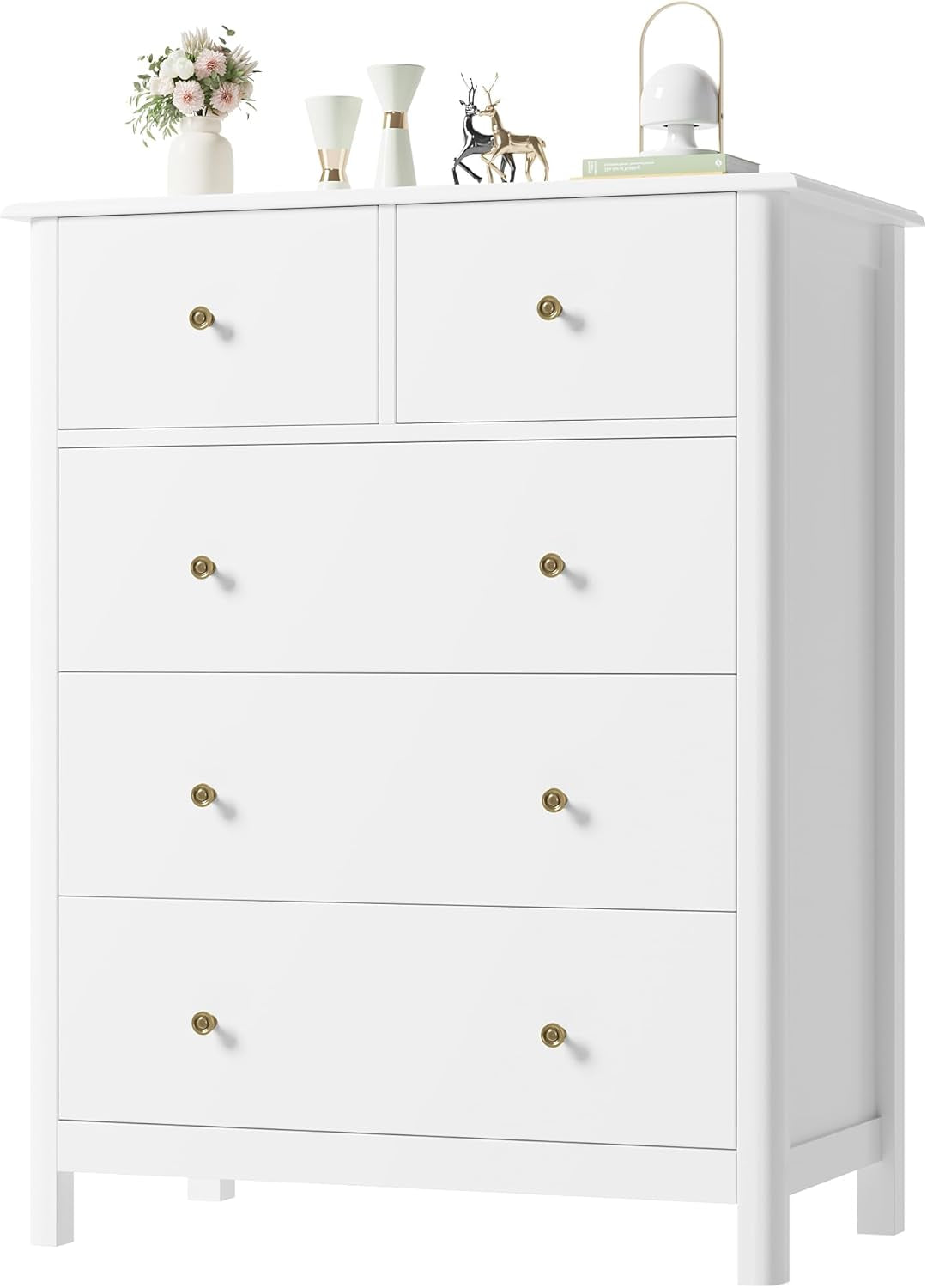 White Five Drawer Dresser For Bedroom Organization