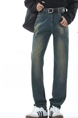 Men's Full Size Vintage Wash Straight Leg Jeans Plus Size
