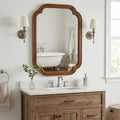 Solid Wood Frame Rounded Corner Decorative Mirror, For Bedroom,