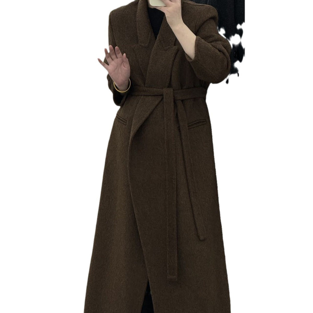 Angora Red Women's Loose Double-Sided Wool Overcoat – Elegant & Cozy