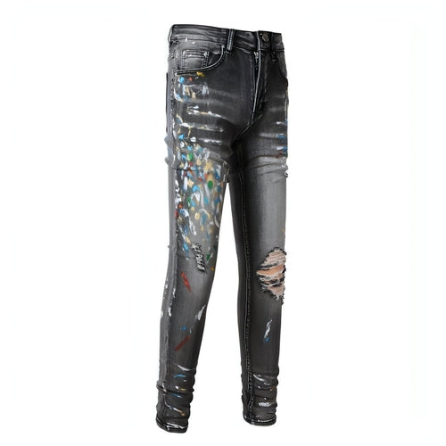 DenimDare™ Washed Elastic Slim Fitting Gray Jeans For Men