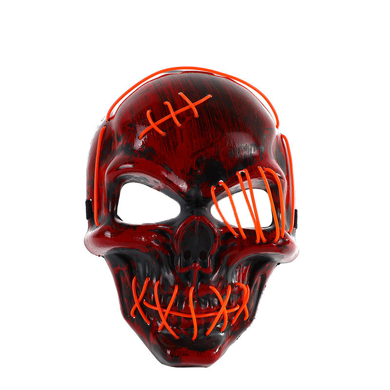 Maroon Asteria Halloween scary pirate mask with one eye and LED light, featuring dark fabric and detailed pirate design.