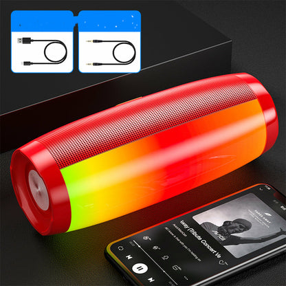 Maroon Asteria Bluetooth wireless portable audio speaker with a sleek black design and control buttons visible on the front.
