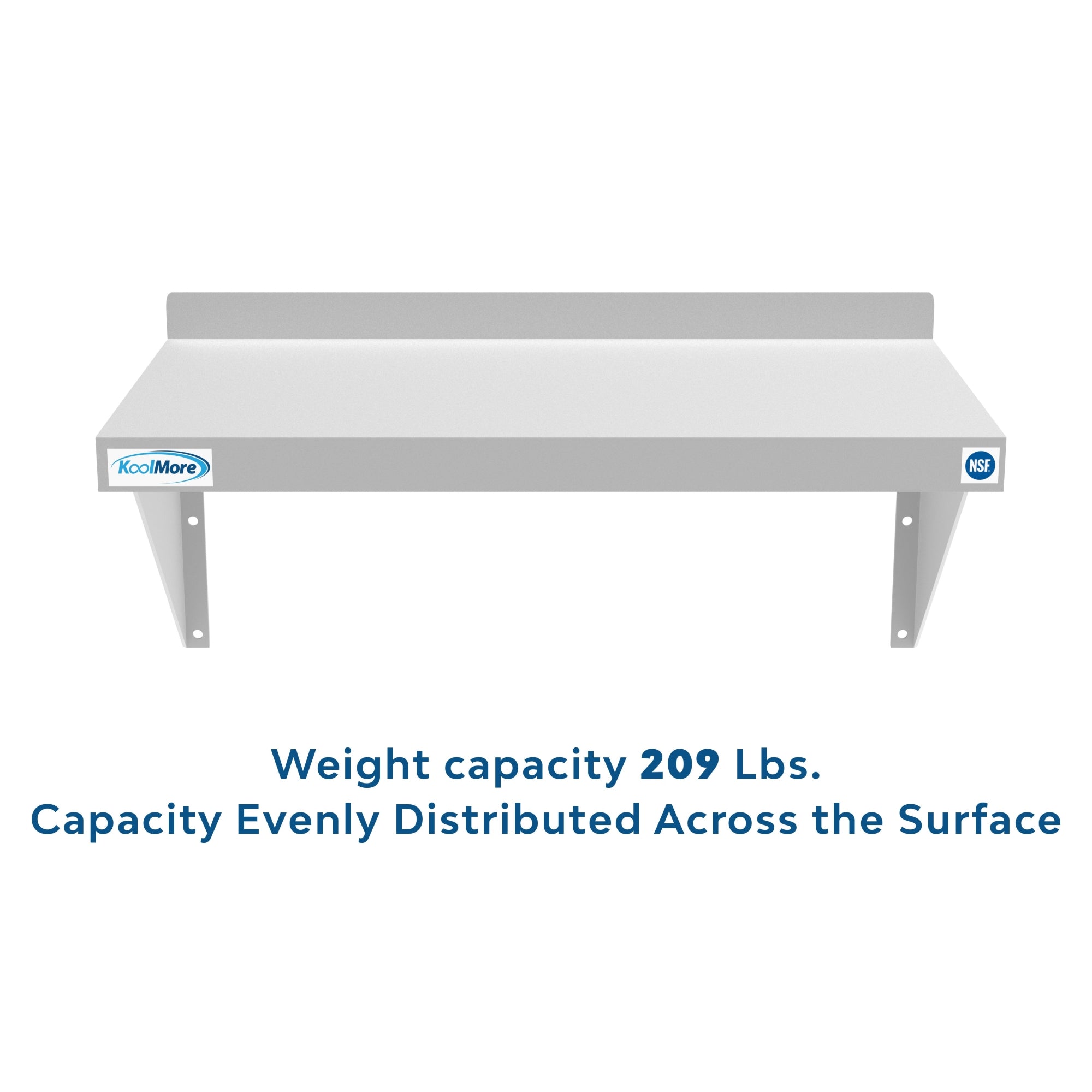 12" x 24" 18-Gauge Stainless-Steel Heavy Duty Wall Shelf, WMSH-1224. -
