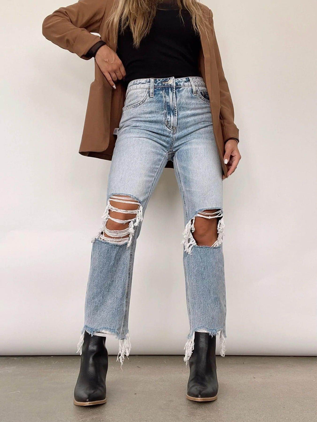 UrbanEase™ High Waist Loose Straight Trousers Women Jeans