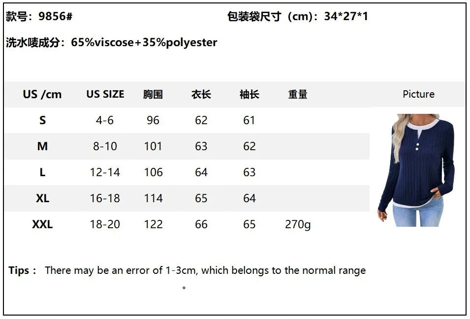 Women' Shirt Longsleeve Round Neck Women T Shirts Ribbed Burgundy Long Sleeve T Shirt Mock Two Piece Black Knit Top