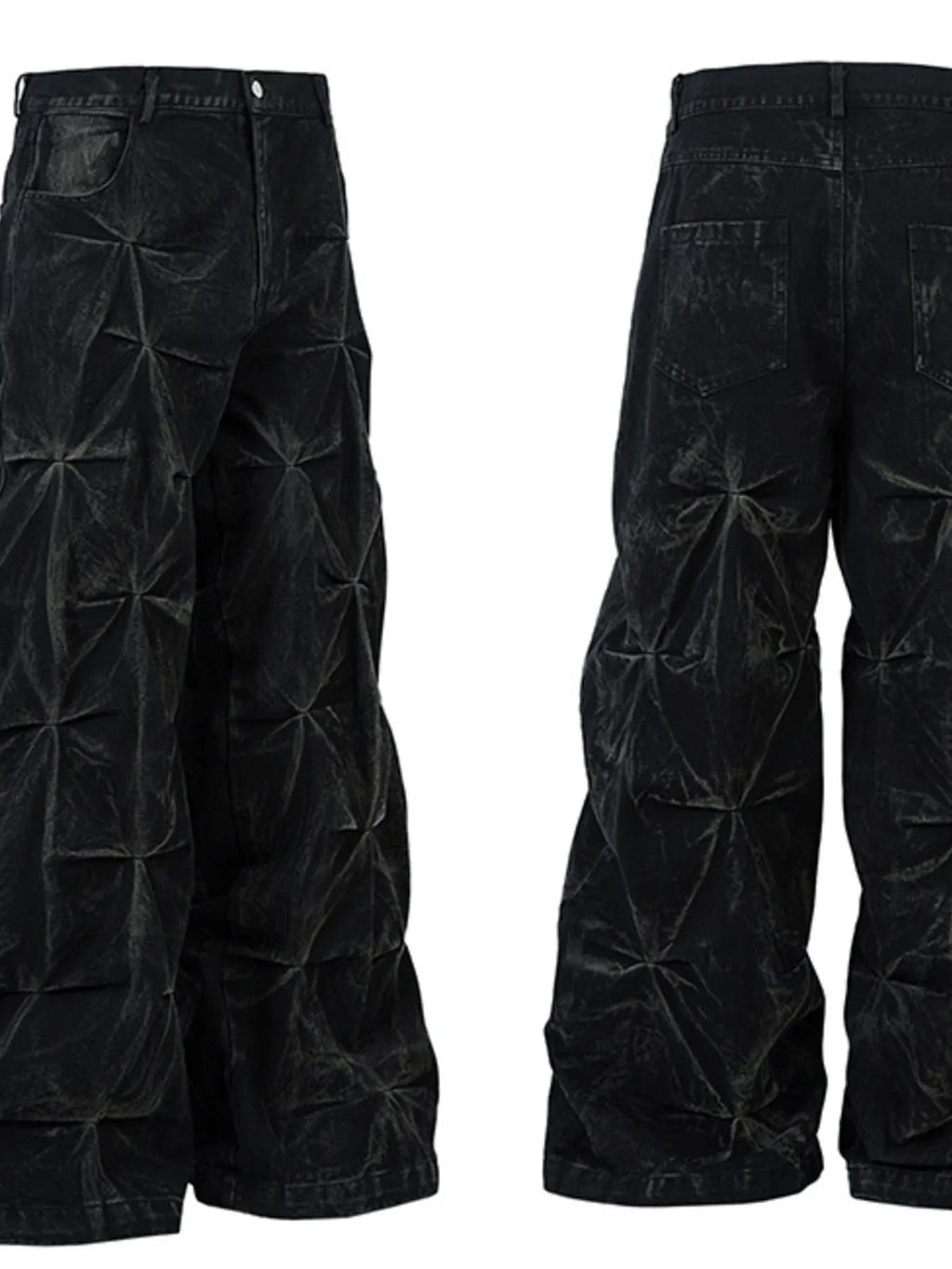 Men's Wide Leg Jeans with Ruched Detail
