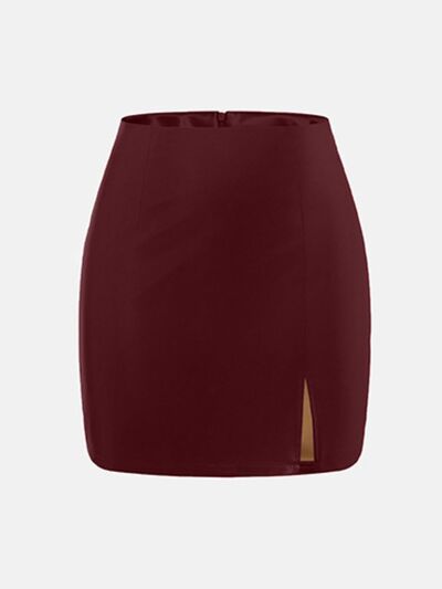 MUNSIEUR Slit Mini Skirt - Designer Zipper Skirt for Women
