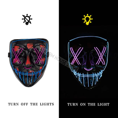 White Eucalyptus Halloween LED pet mask with spooky light-up design for cats or small dogs, perfect for festive costumes.