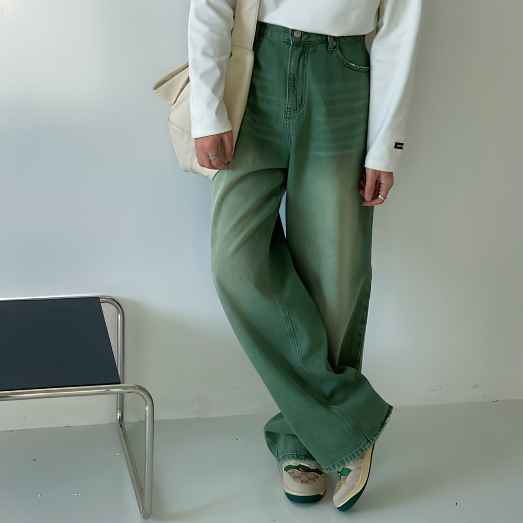 UrbanEase™ Olive men 's retro vintage jeans