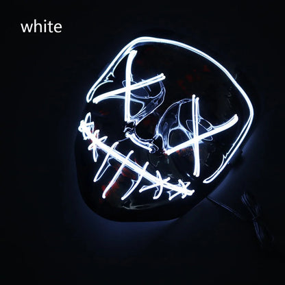 White Eucalyptus Halloween LED mask for pets, featuring glowing lights and spooky design for festive pet costumes.