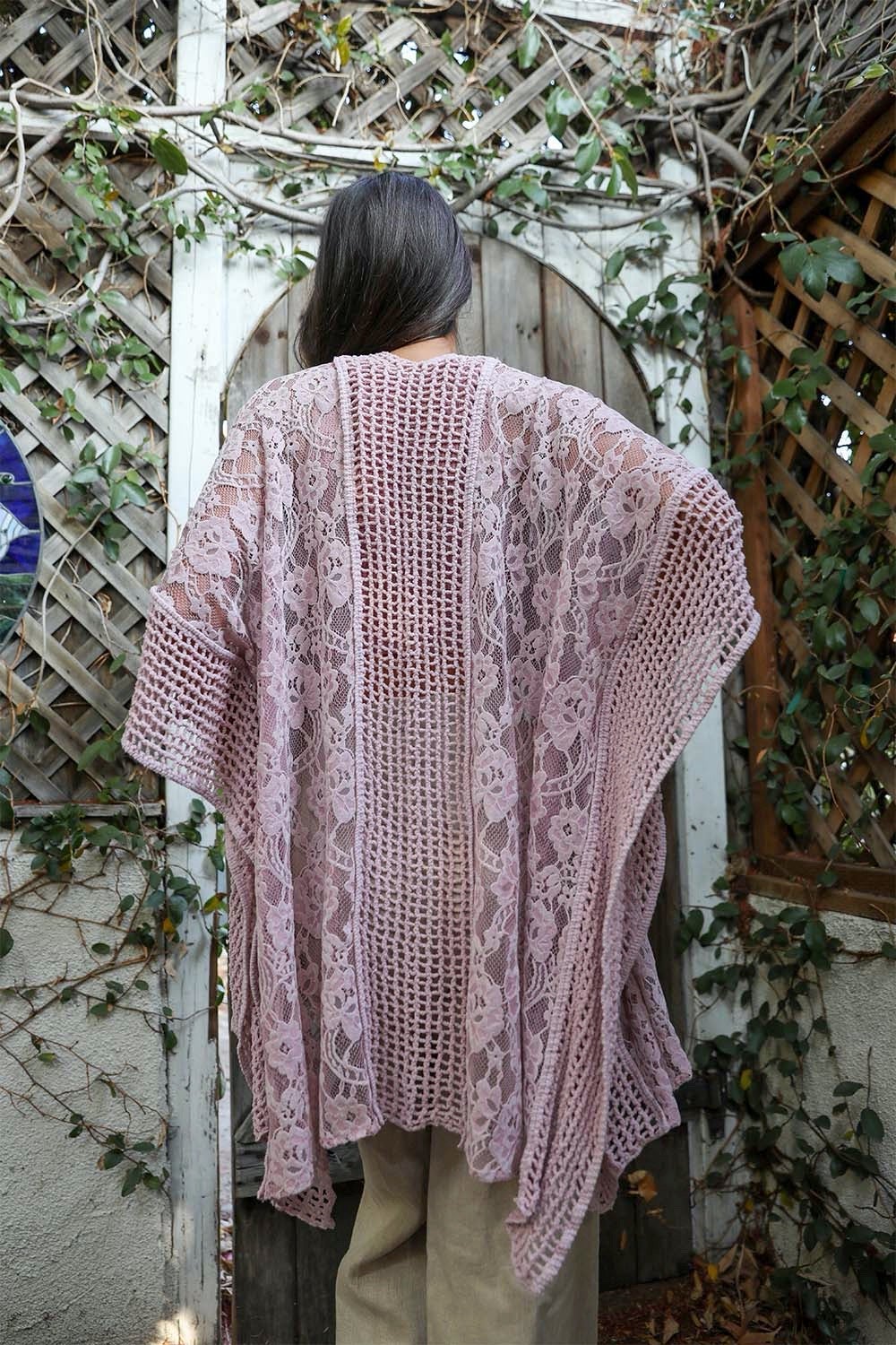 Open Front Floral Knit Kimono – Casual Elegance