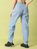 Women's Cotton  High Rise Denim Jeans(Size34)(Colorlight blue)
