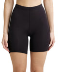 Women's Black Cotton Cycling Shorts – Stretchable Mid-Thigh Fit for