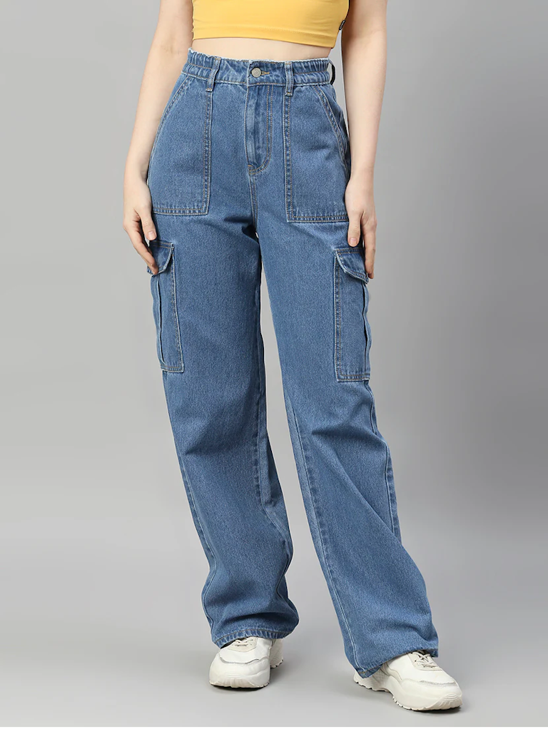 Women High Rise Denim Jeans(Size32)(Colorlight blue)