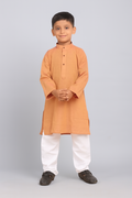 Traditional ethnic wear cotton kurta pajama set-Peach (Size-6-7 YEAR)
