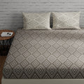 Cotton Bedsheet Taupe White 144 TC Set