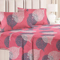 Microfiber Double Bedsheet Pink Green Set